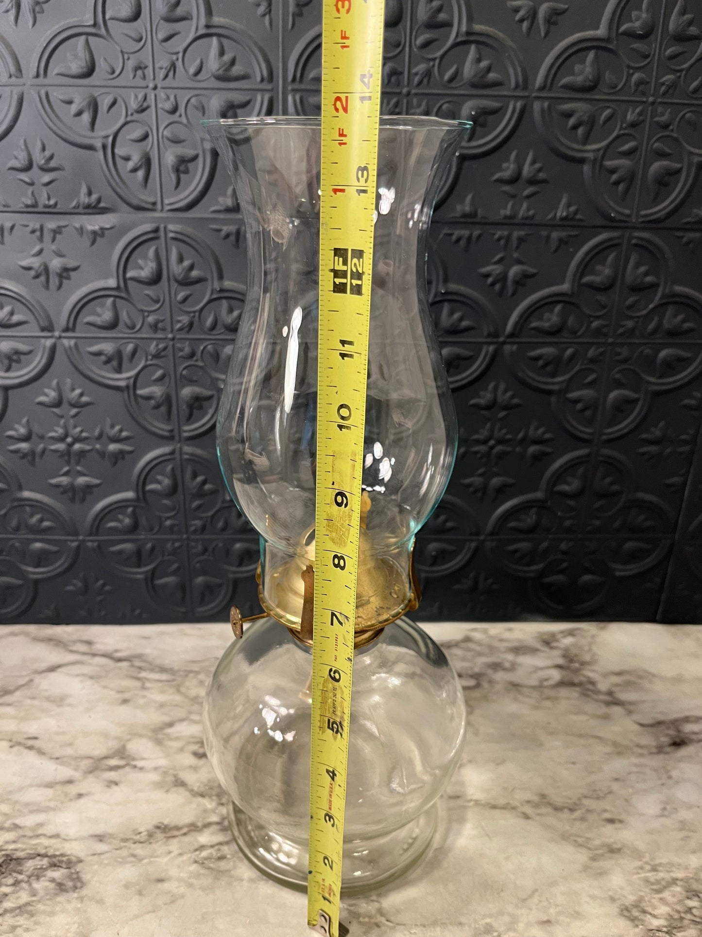 Clear Glass Oil Lamp 13.75"