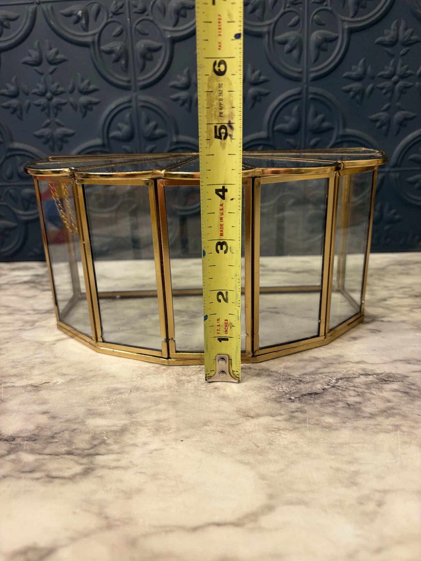Brass and Glass Box with Scallop Lid