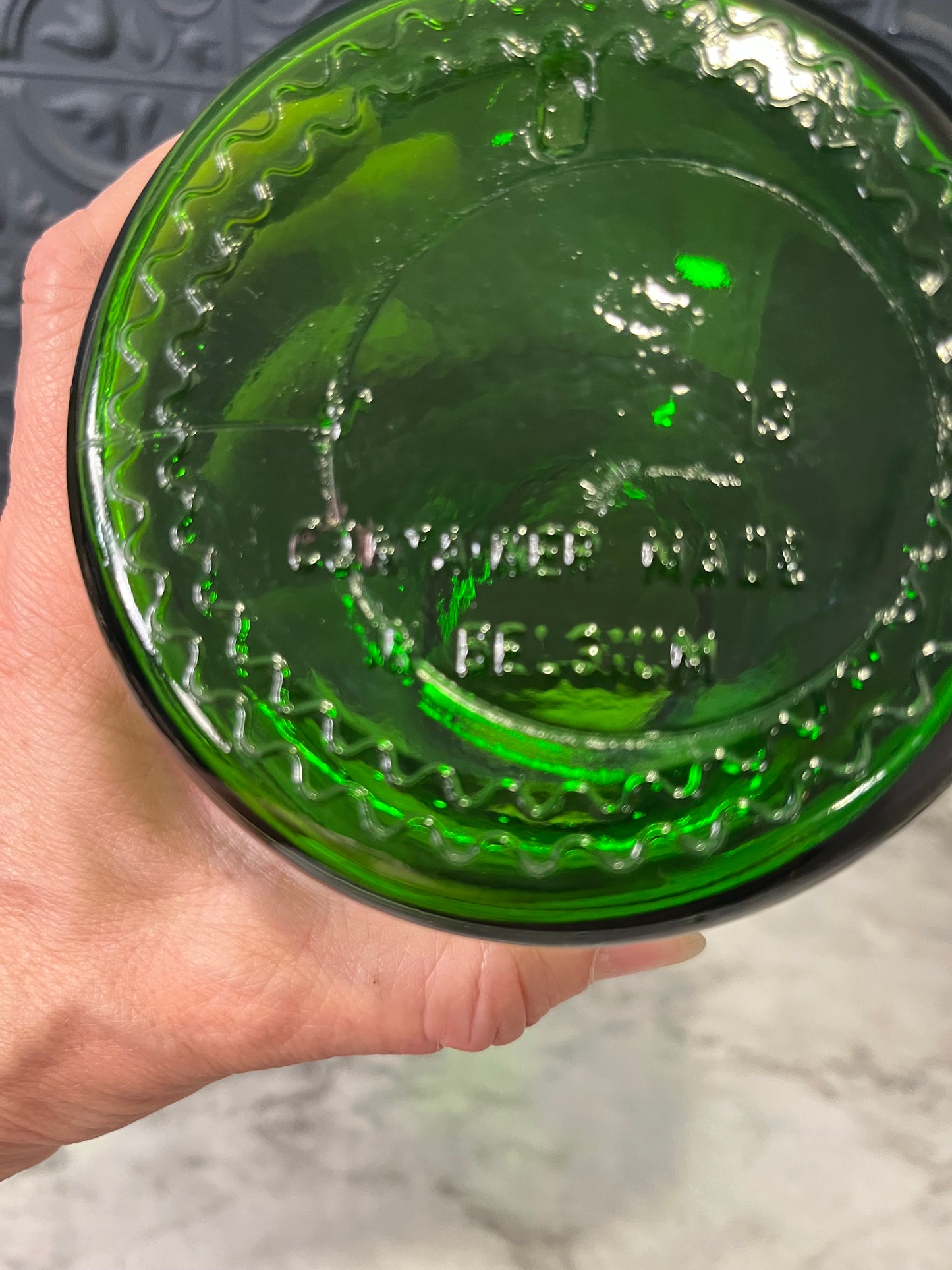 Green Glass Apothecary Jar Belgium