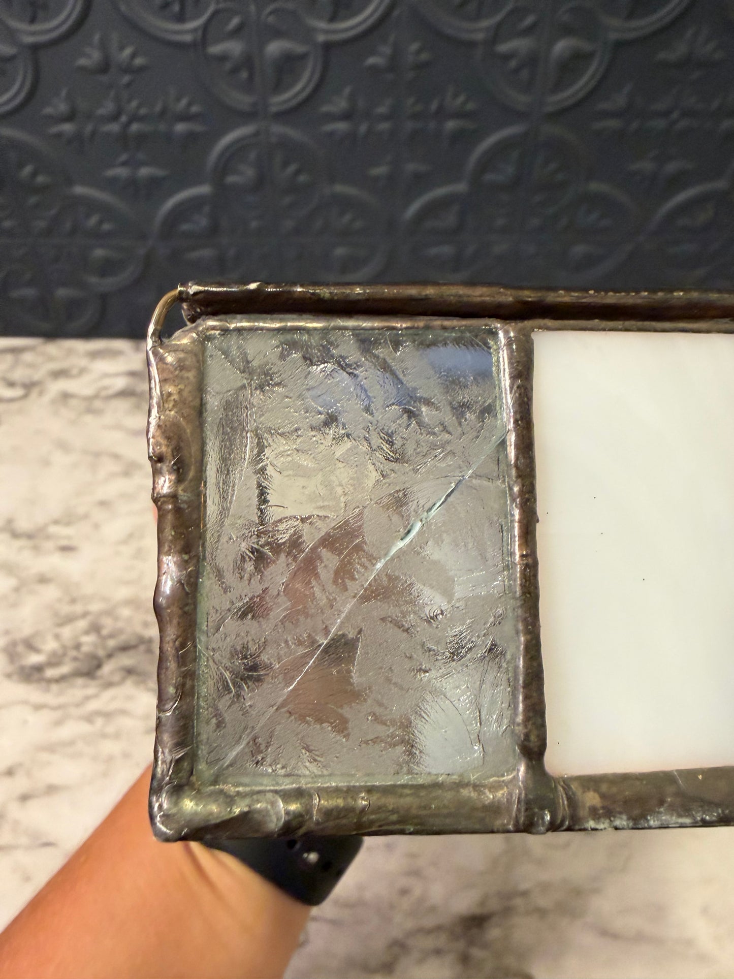 Blue Flower Stained Glass Box AS IS
