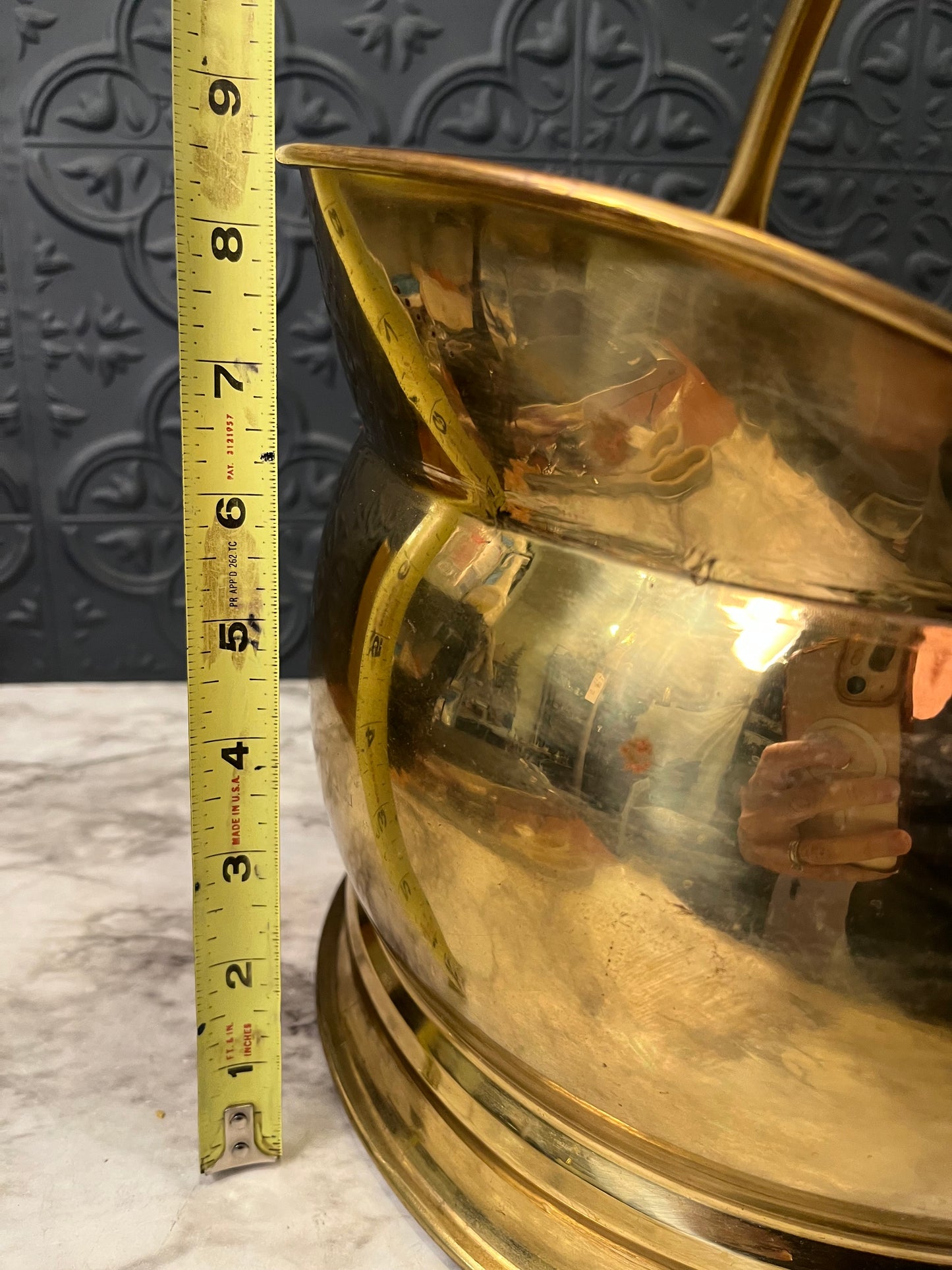 Large brass coal scuttle