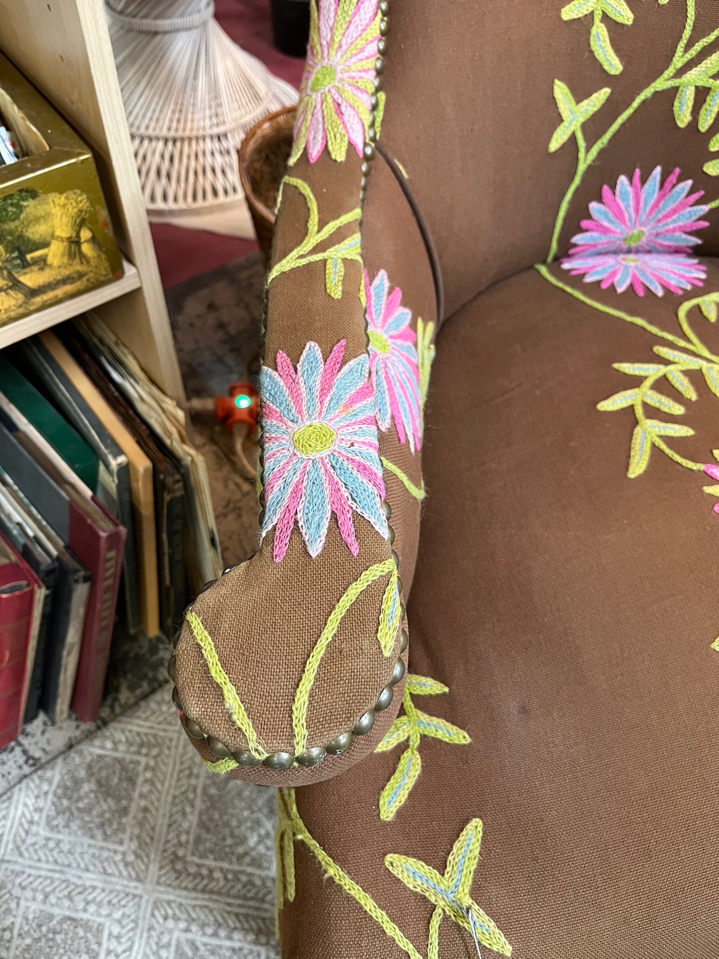 Floral Embroidered Arm Chair