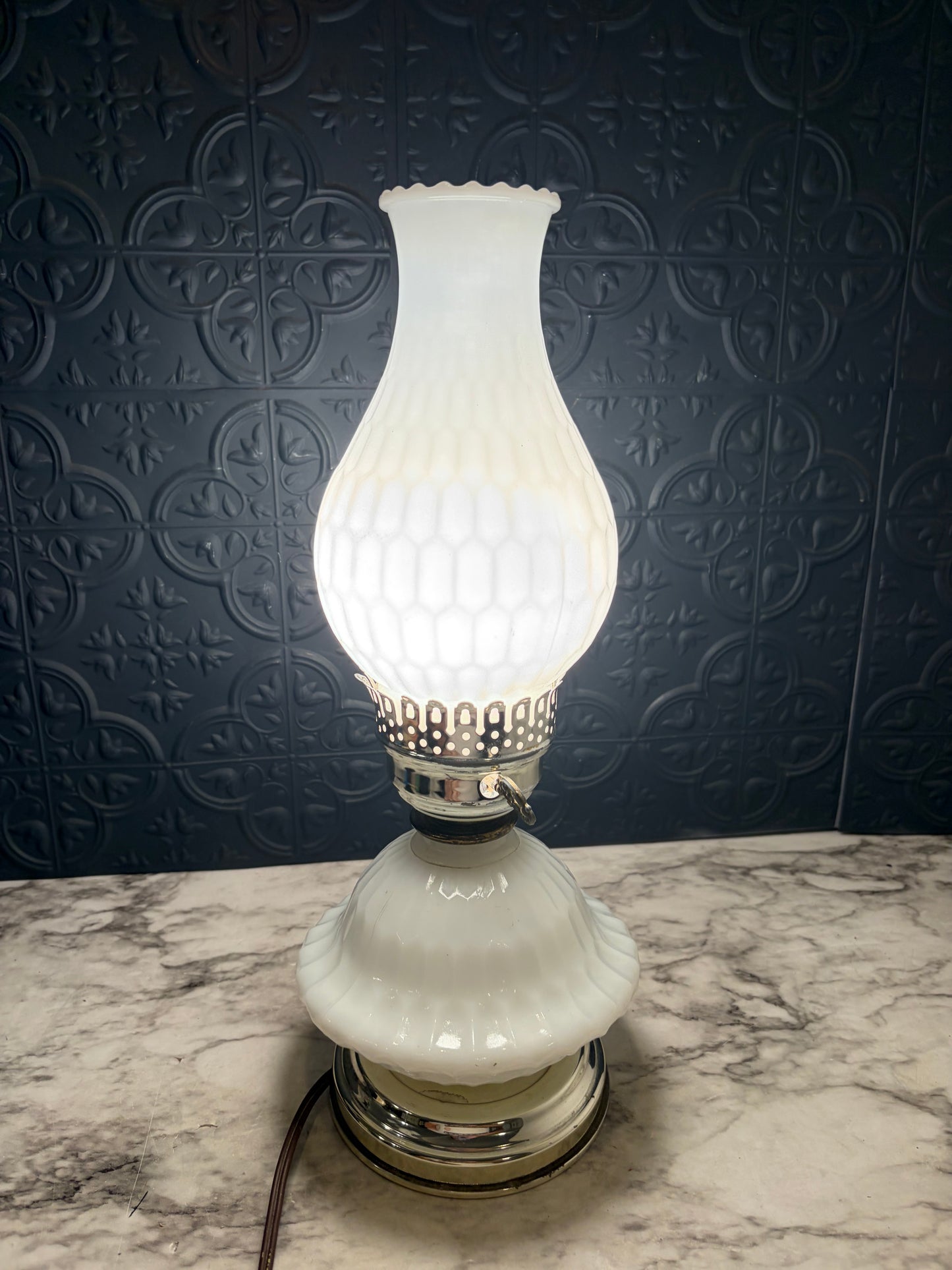 Milk Glass Hurricane Lamp