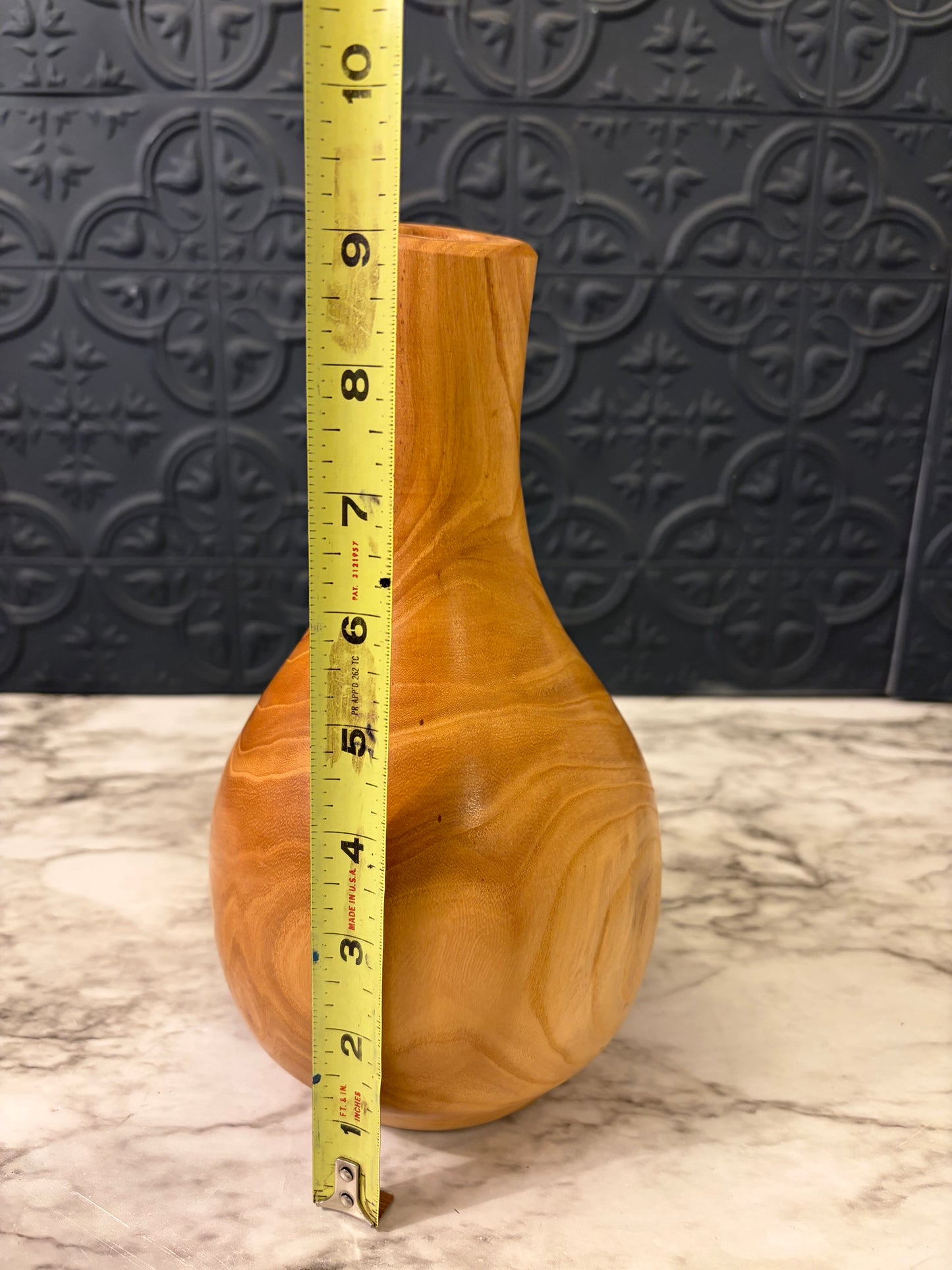 Hand Carved Wooden Vase Signed