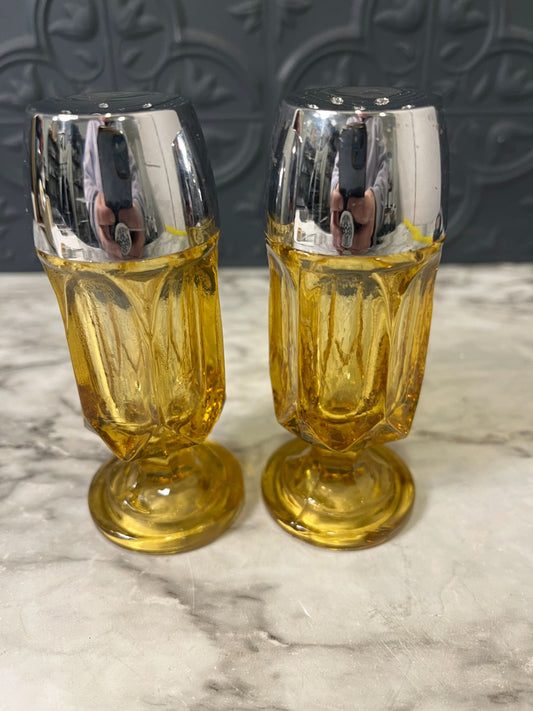 Anchor Hocking Amber Glass Salt and Pepper