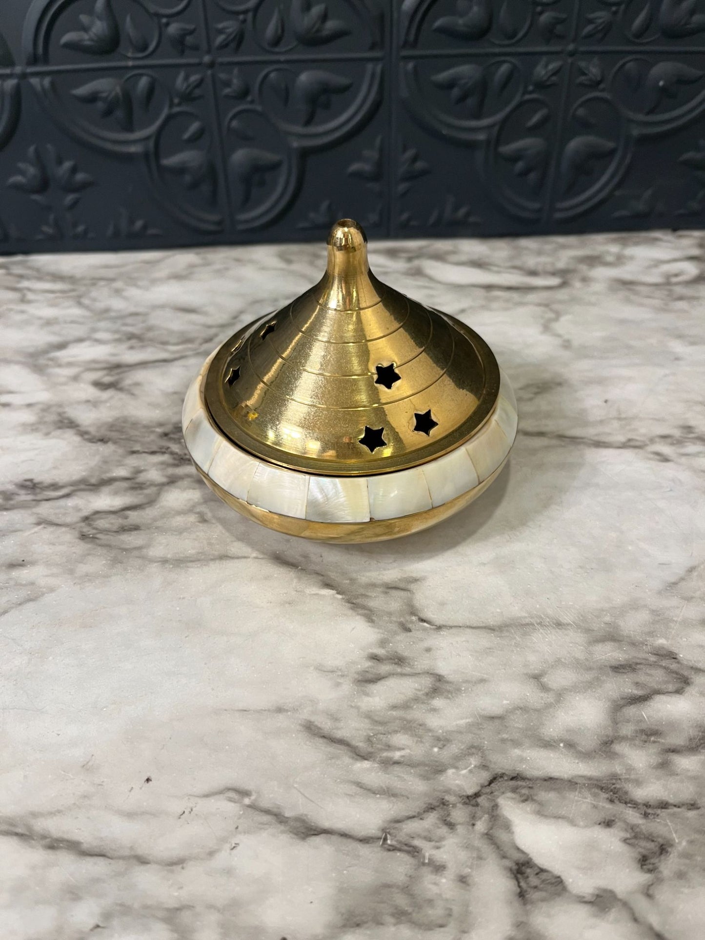 Brass and Mother of Pearl Incense  Burner