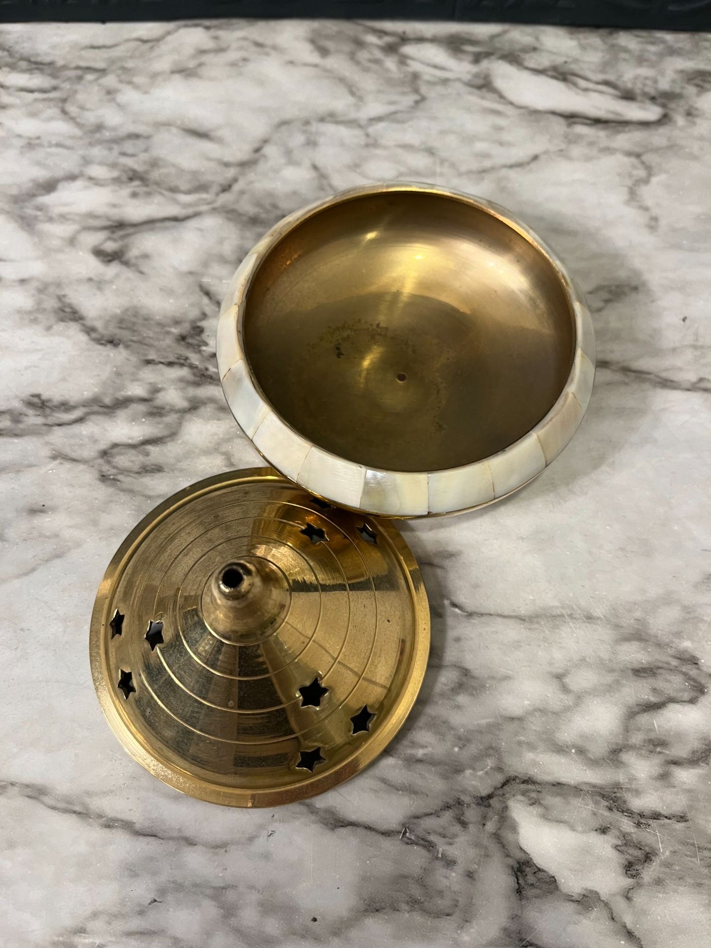 Brass and Mother of Pearl Incense  Burner