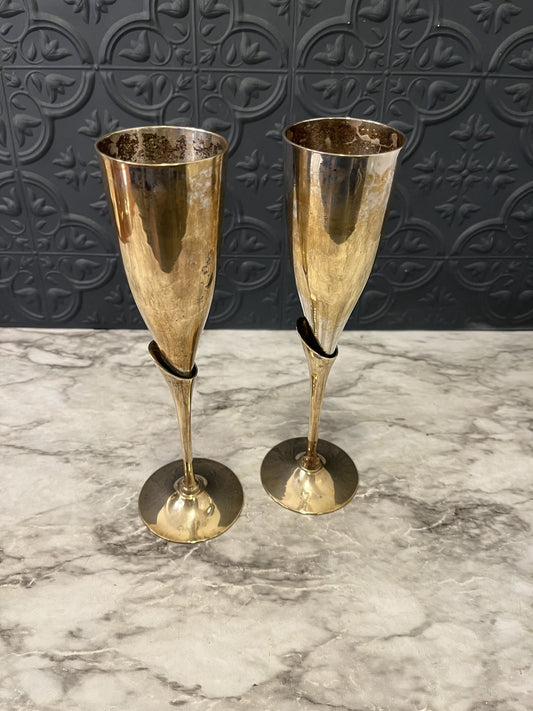 Silver champagne flutes