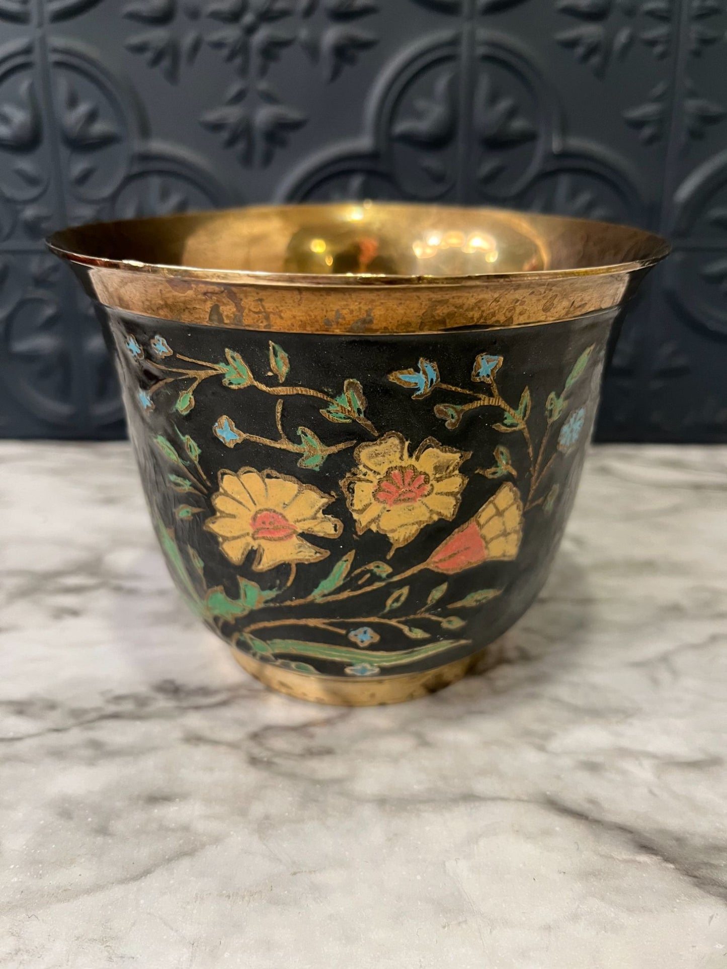 Vintage Brass and enamel Bowl