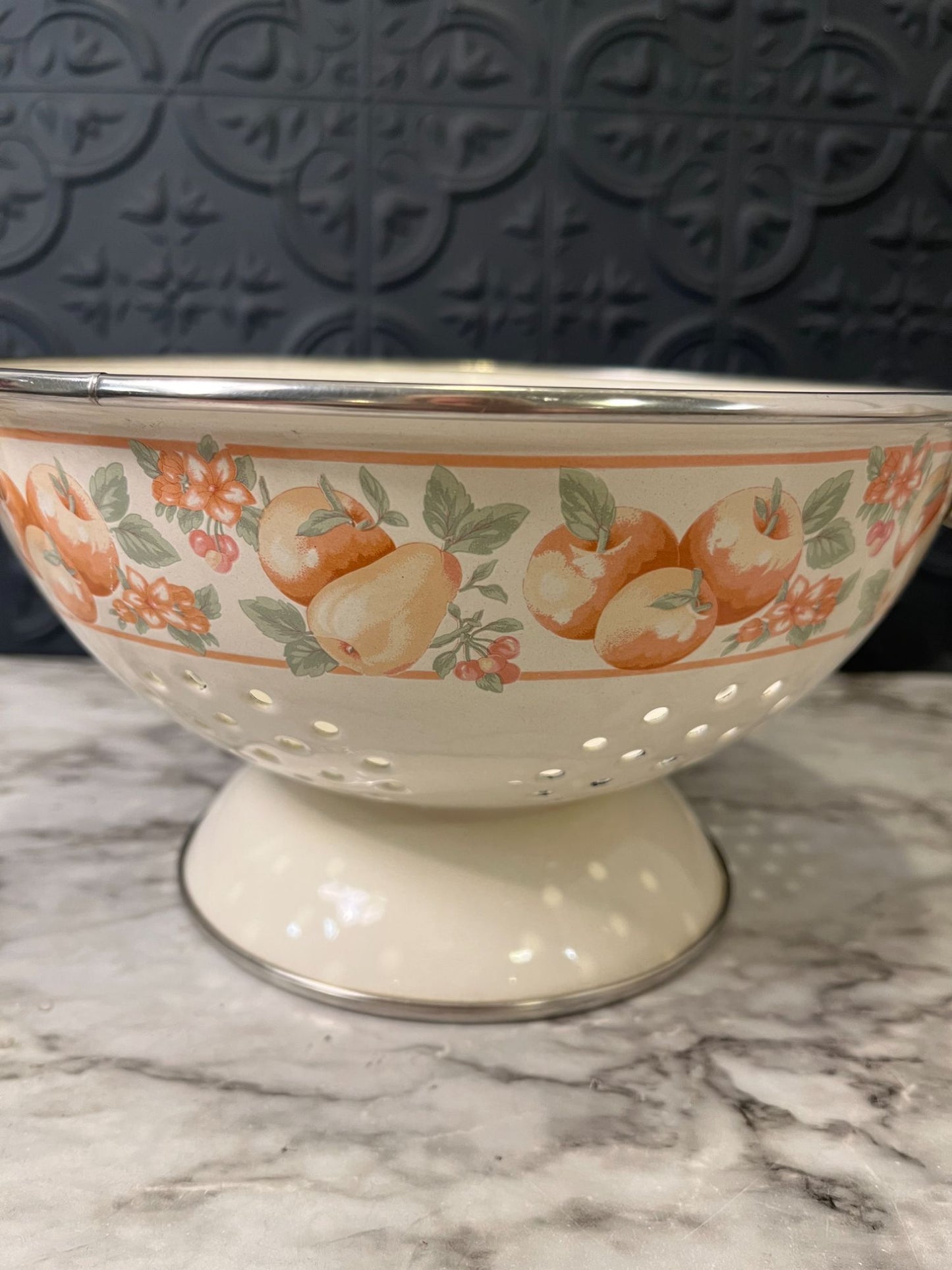 Metal Colander with fruit