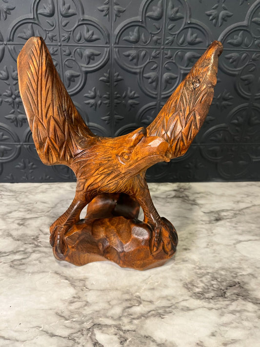 Hand carved wood eagle