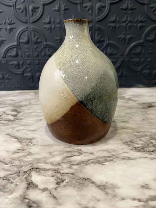 Pottery Craft Blue and brown bud vase