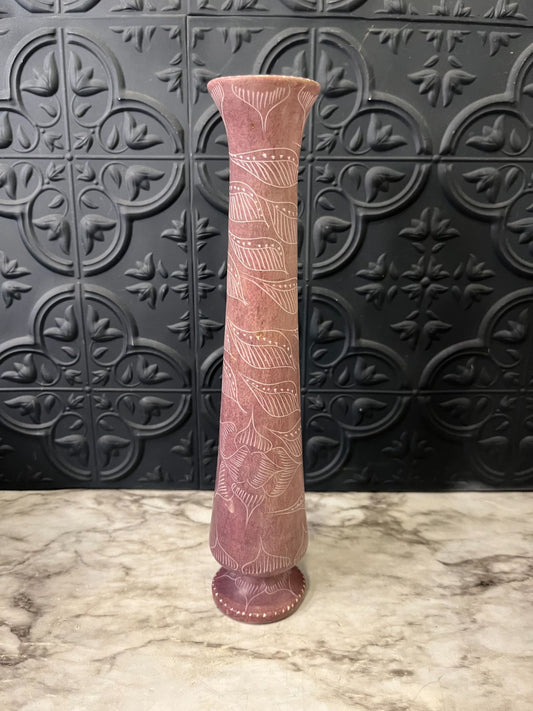 Purple Etched Stone Vase Lg