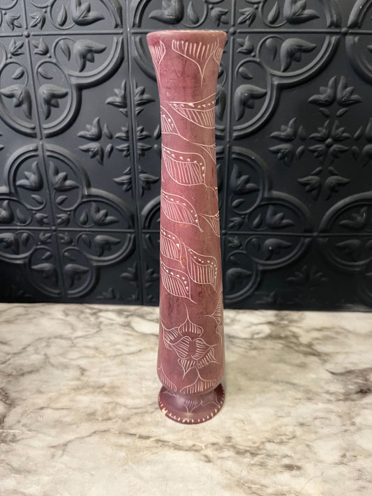 Purple Etched Stone Vase Med