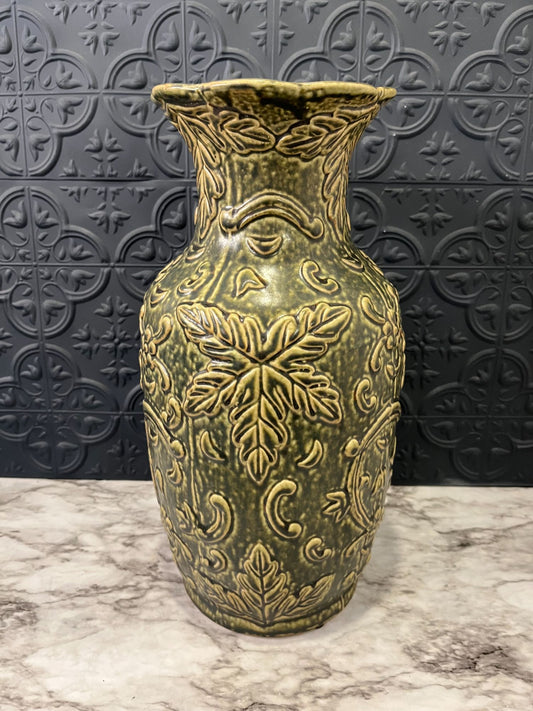 Large Art Nouveau Green Vase