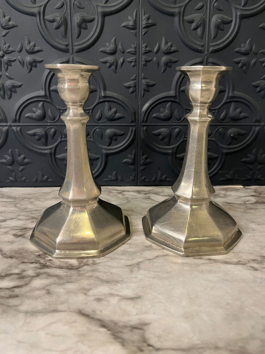 Norsk Tinn Pewter Candle Holder x 2