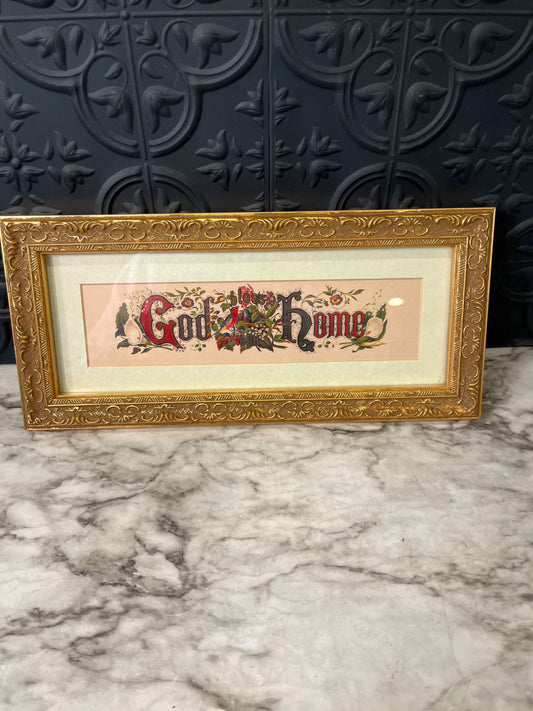 Gold Framed God Bless this Home