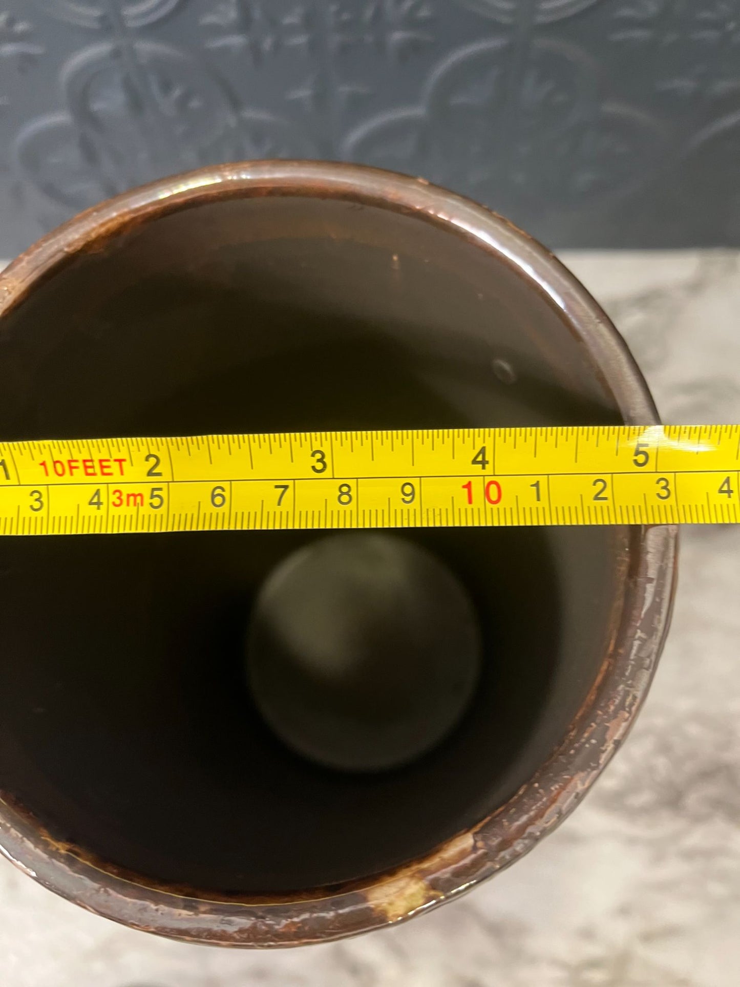 Tall Cylinder Style Vase with Metallic Rim