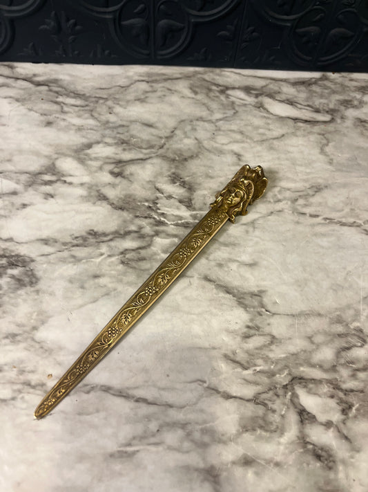 Brass Letter Opener with Woman and Floral detail
