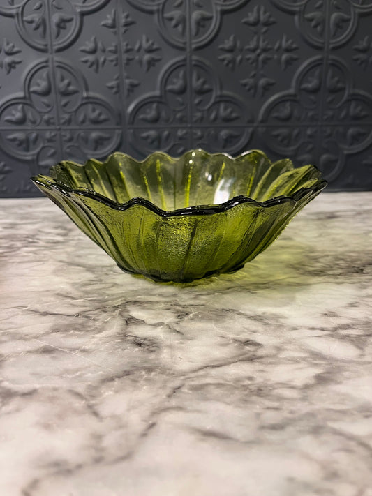 Indiana Glass Green Sunflower dish