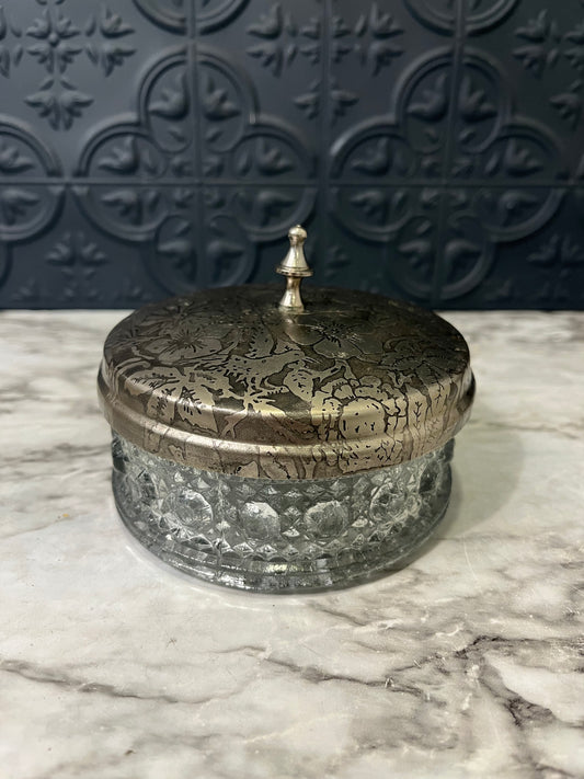 Glass Powder Container with Flower Lid