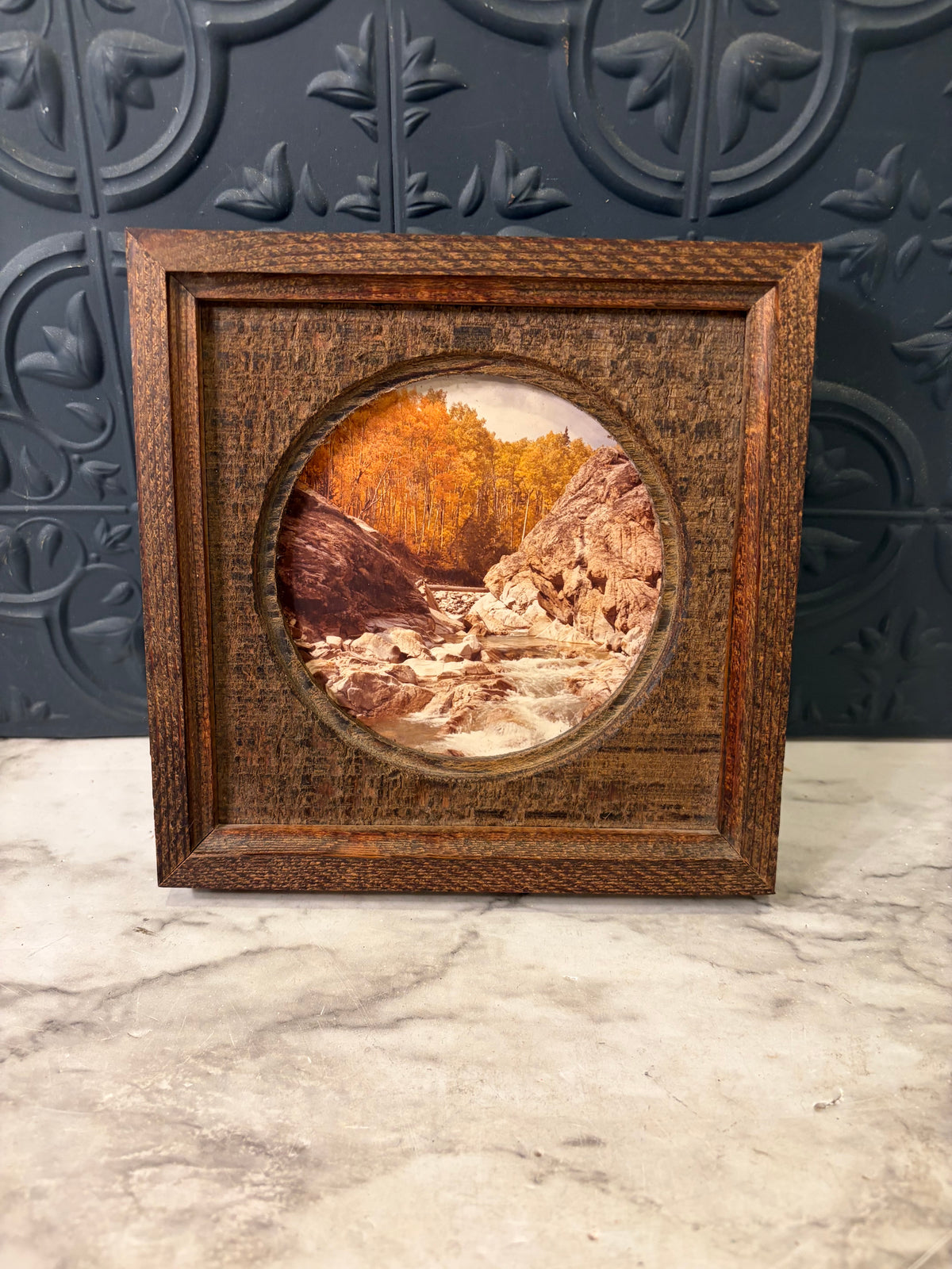 Photo of Lake Creek in Square Brown Frame