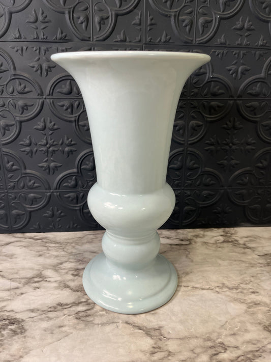 Large Light Blue Fluted Vase