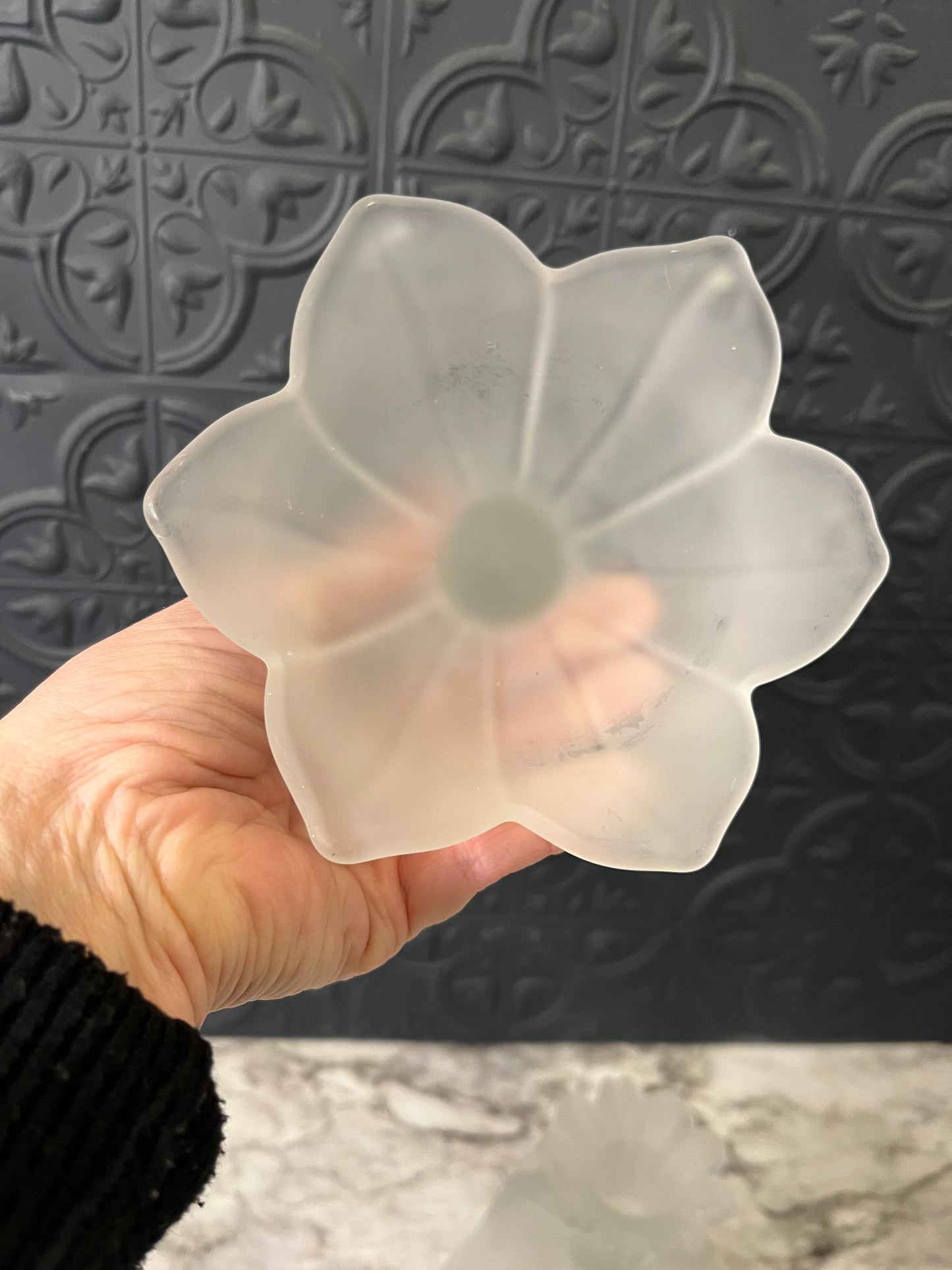 Westmoreland Frosted Lotus candle holders x 2