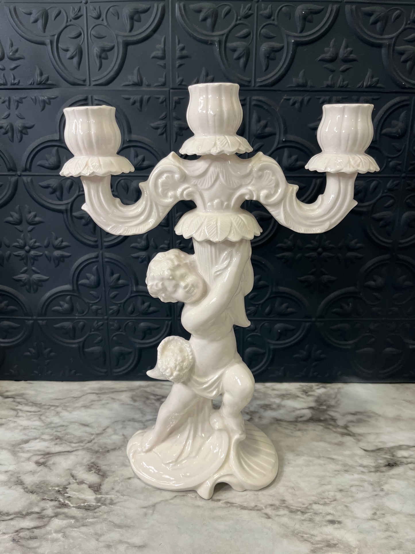 White Cherub candelabra