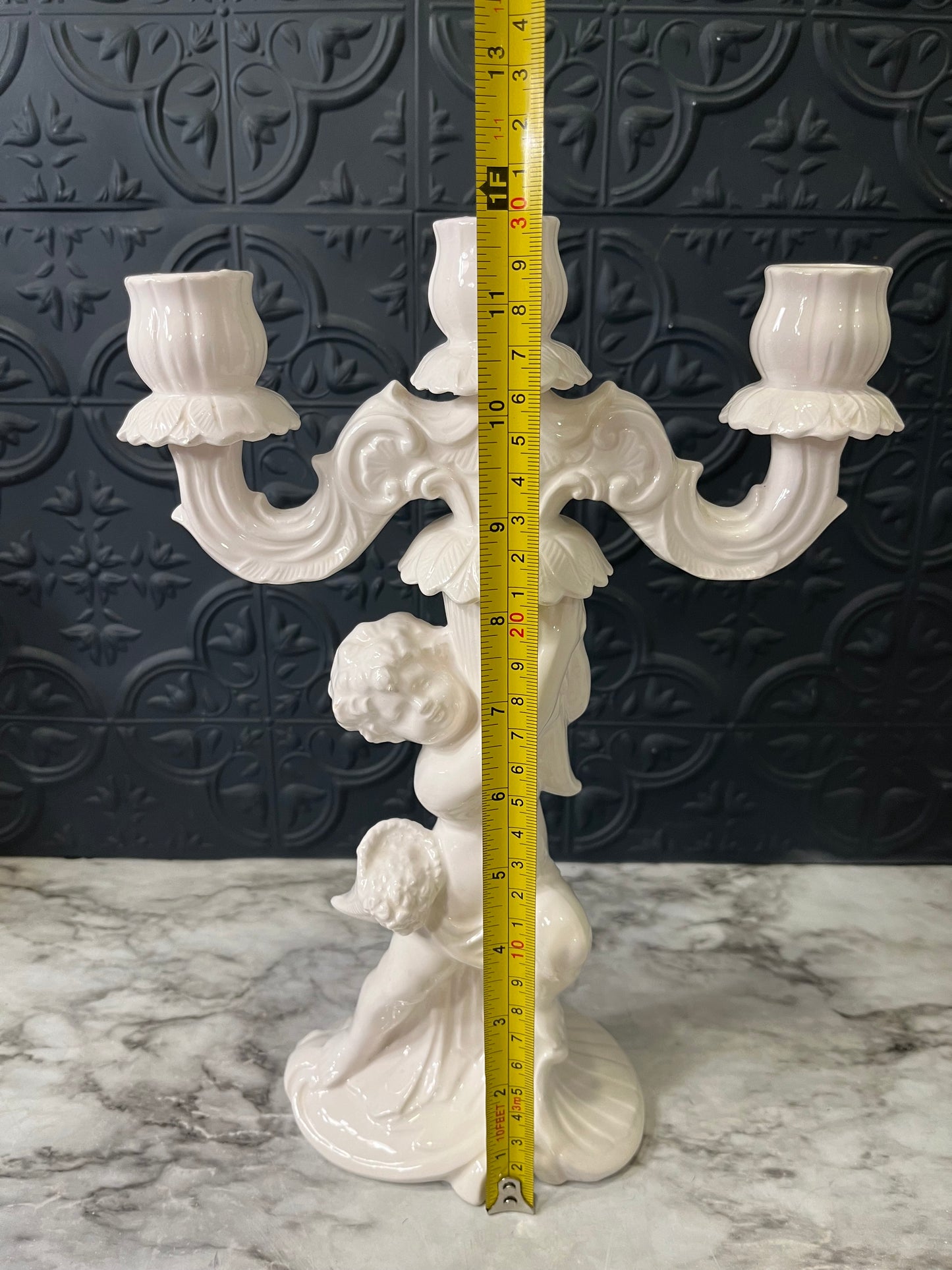 White Cherub candelabra