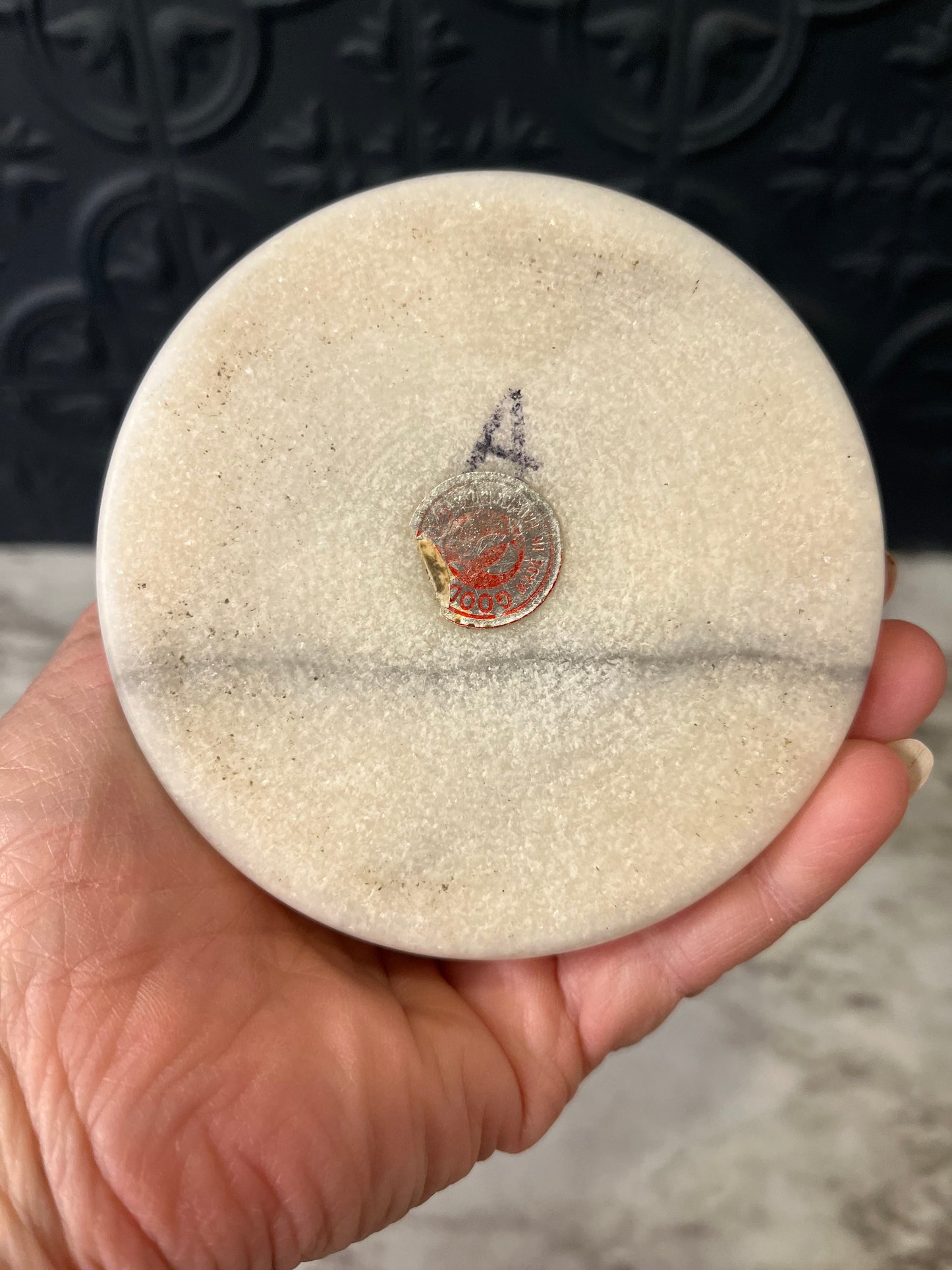 White marble candle holder flared base