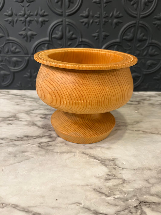 Light wood small pedestal bowl