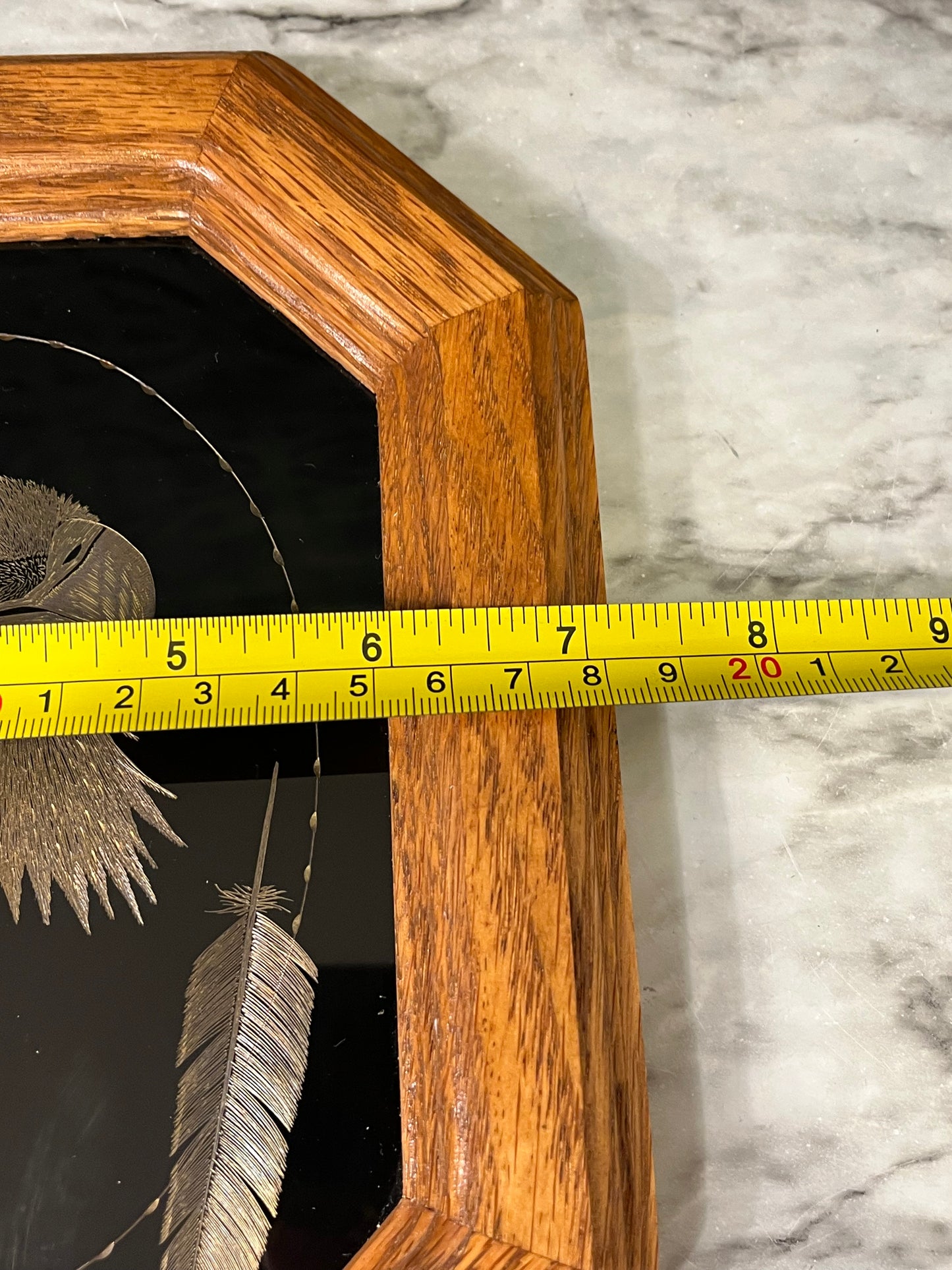 Etched Eagle Head with Feather