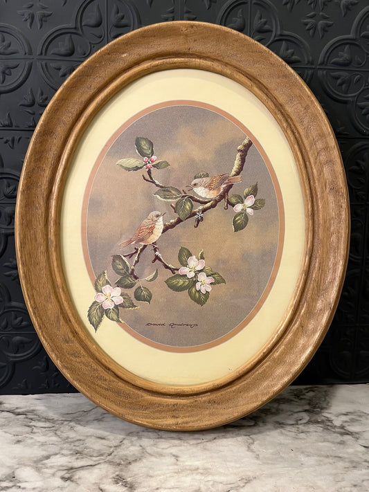Oval Apple Blossom with Birds