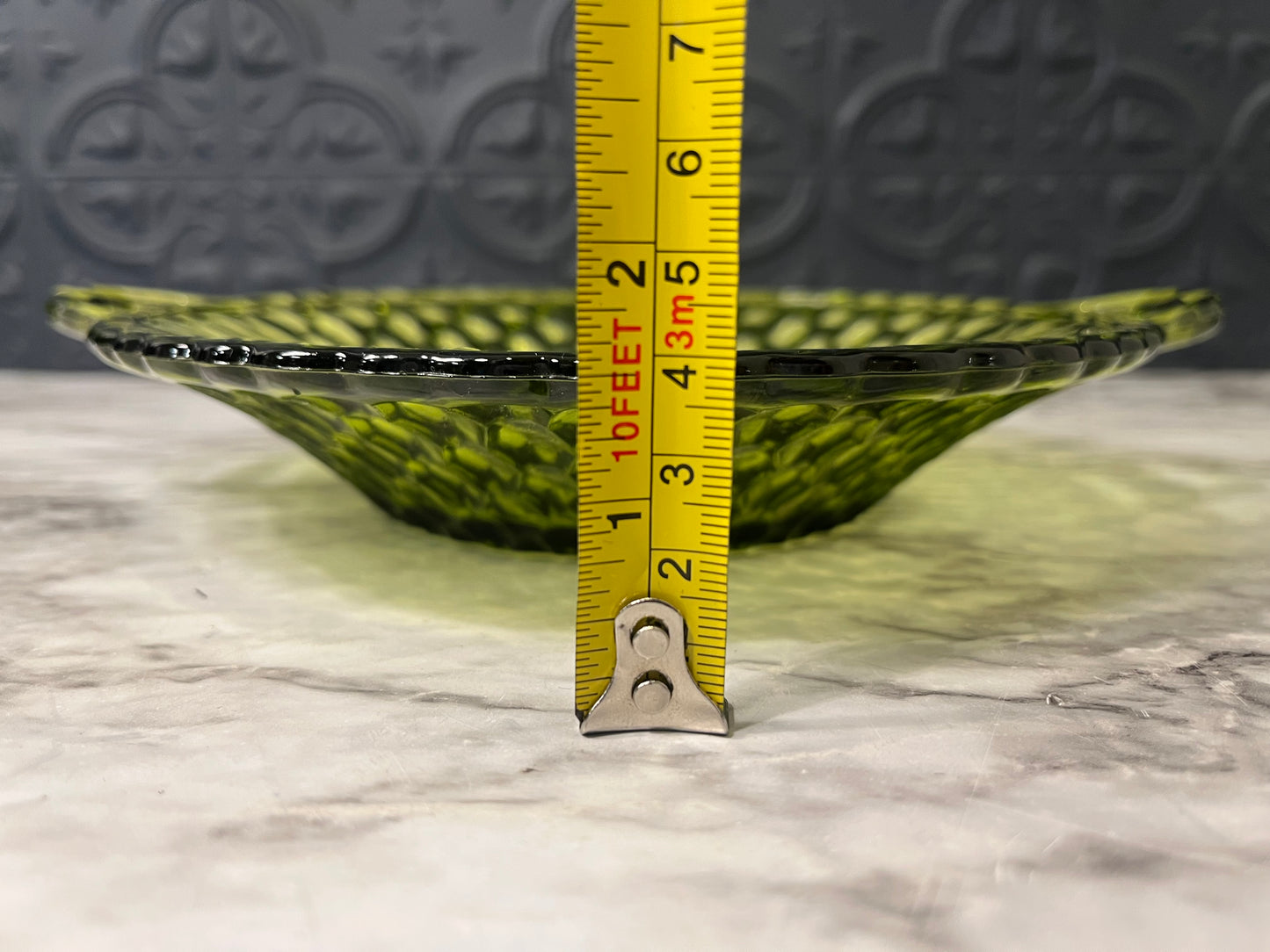 Indiana Glass Green Honeycomb Dish with Handles