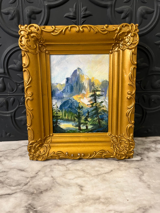 Glowy mountain view painting by Jessie