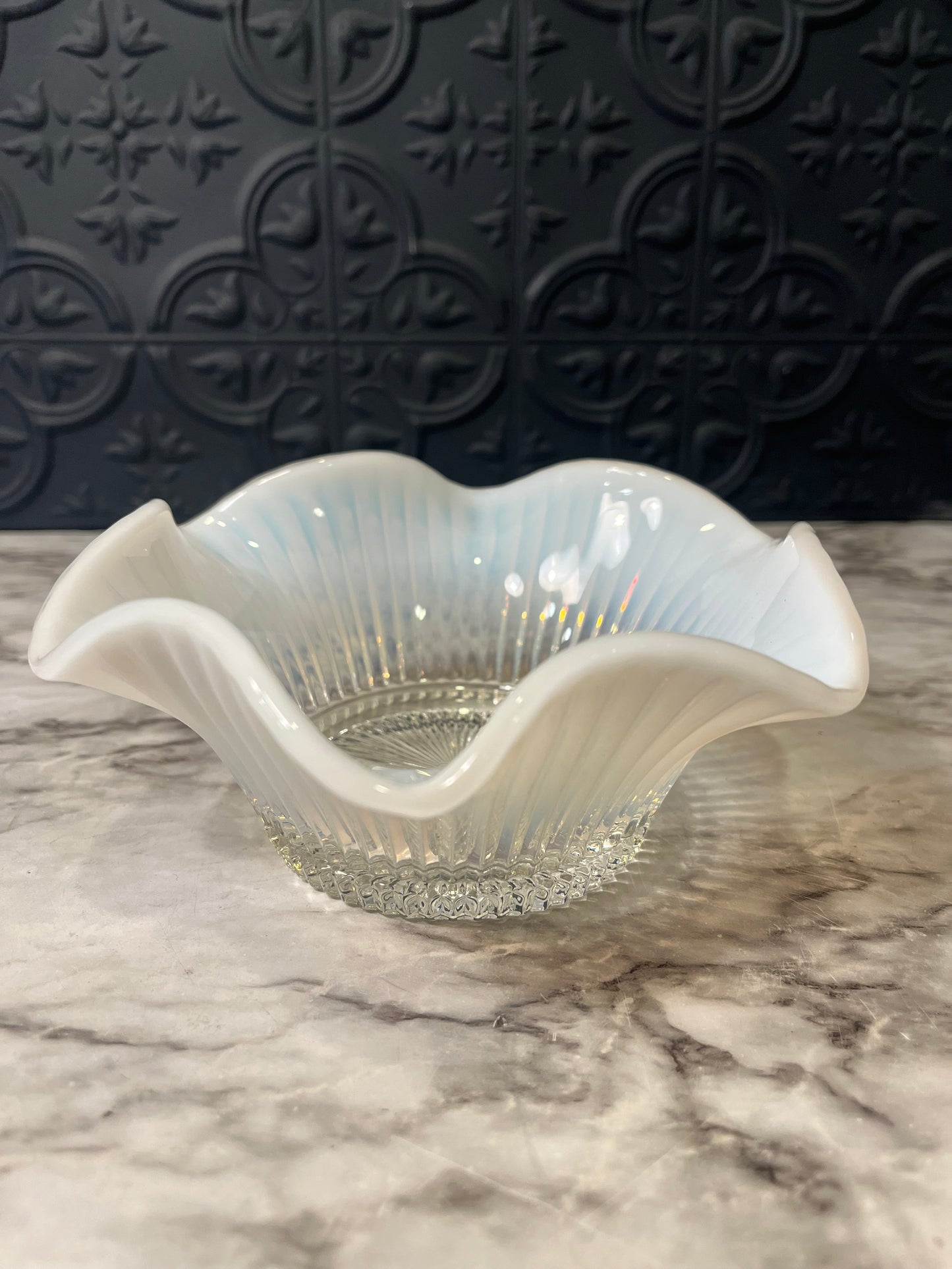 Fenton Opalescent Ruffled Bowl