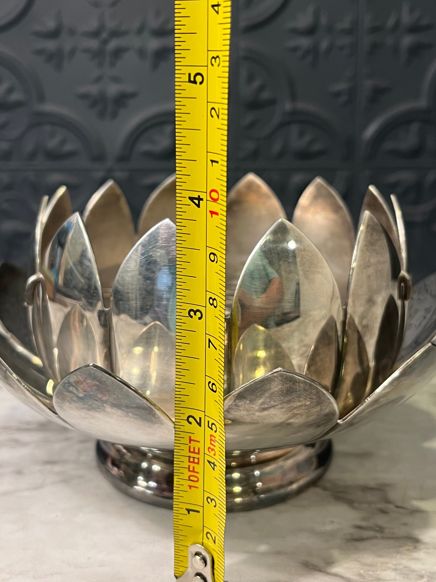 Reed and Barton Silver Plate Lotus with Flower Frog