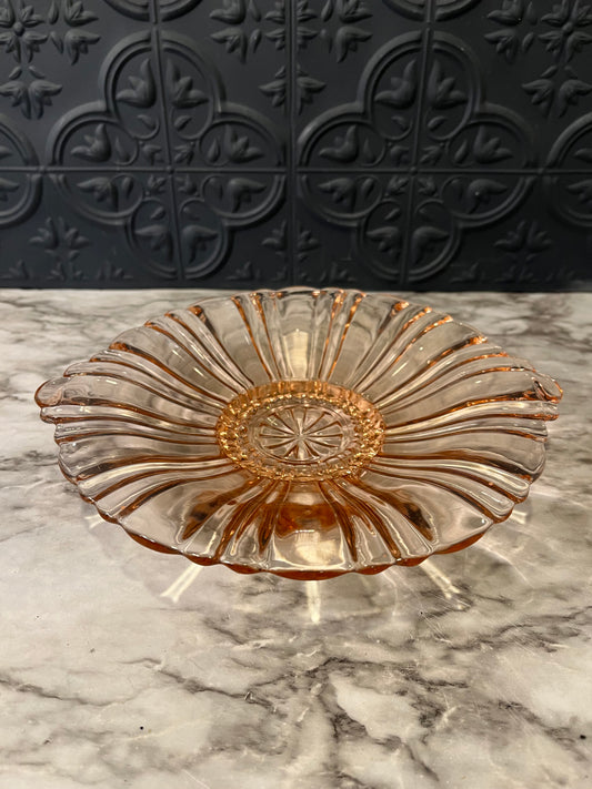 Pink Anchor Hocking Glass Dish with handles