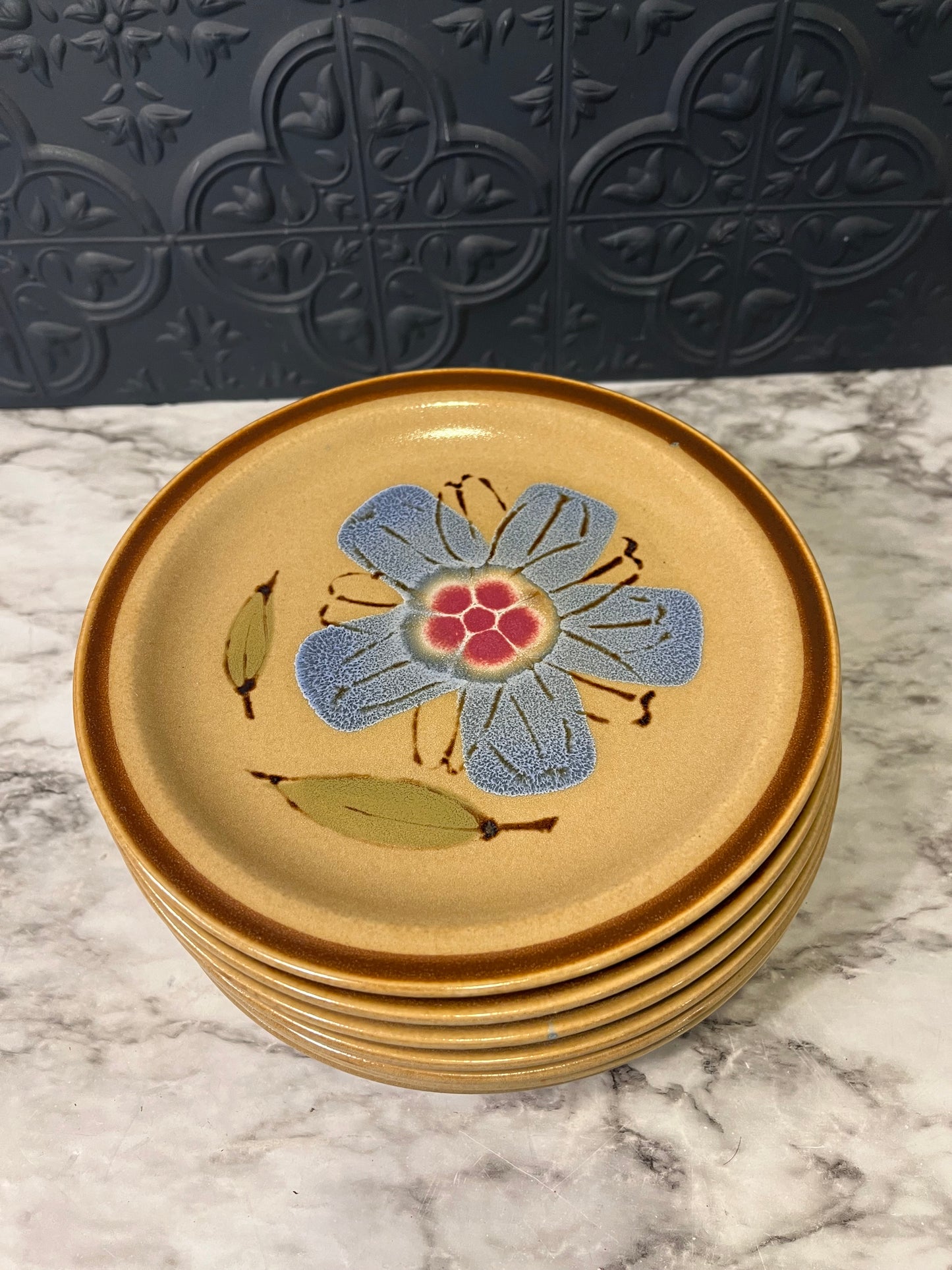 Hearth Side Rose of Sharon Stoneware Plates x 5