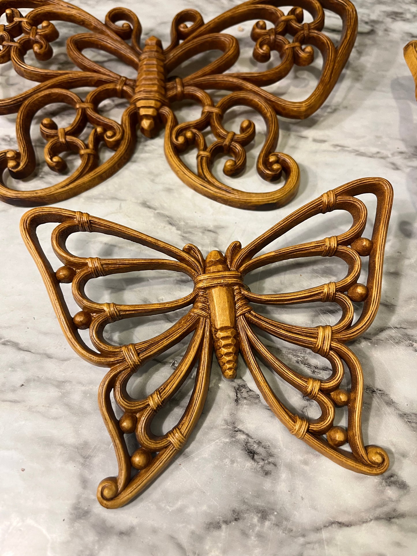 Homco Brown Plastic Butterflies x 3