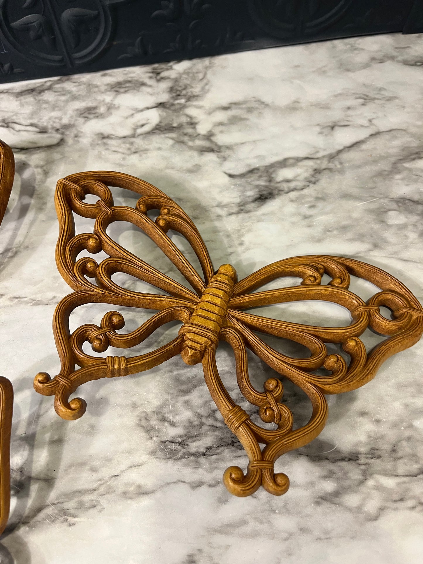 Homco Brown Plastic Butterflies x 3