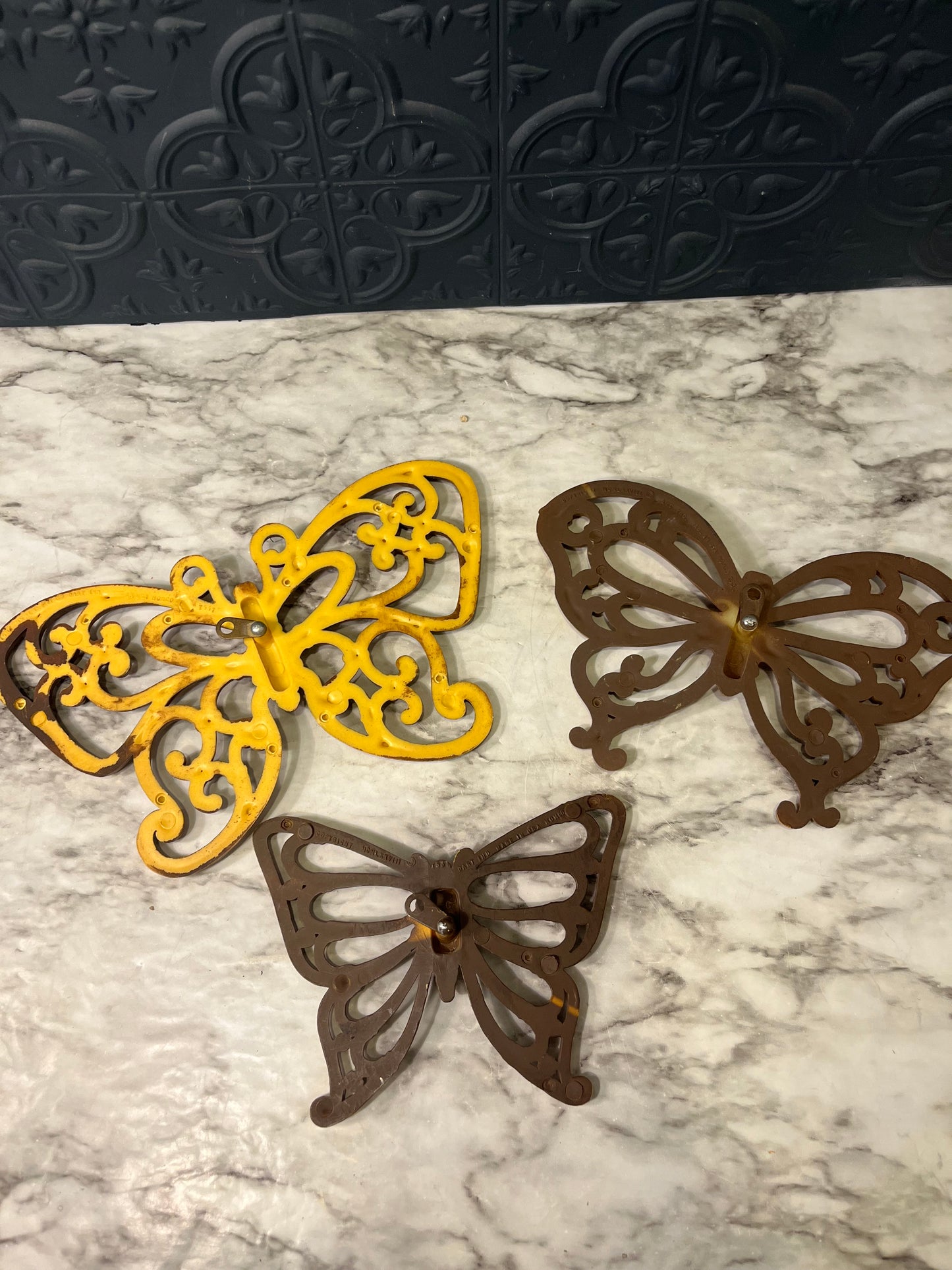 Homco Brown Plastic Butterflies x 3