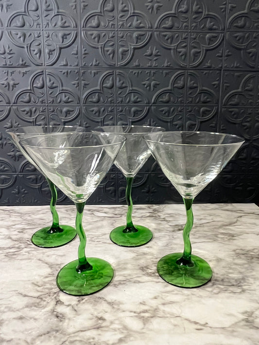 Margarita Glasses with Green Stems