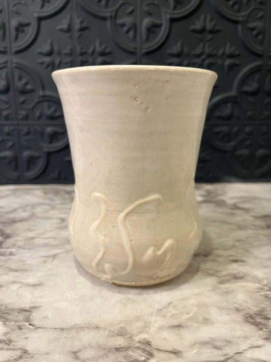 Cream Pottery Vase with Squiggles