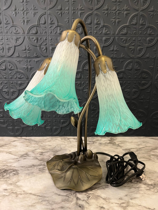 Lilly Pad Lamp with Three Green Glass Shades