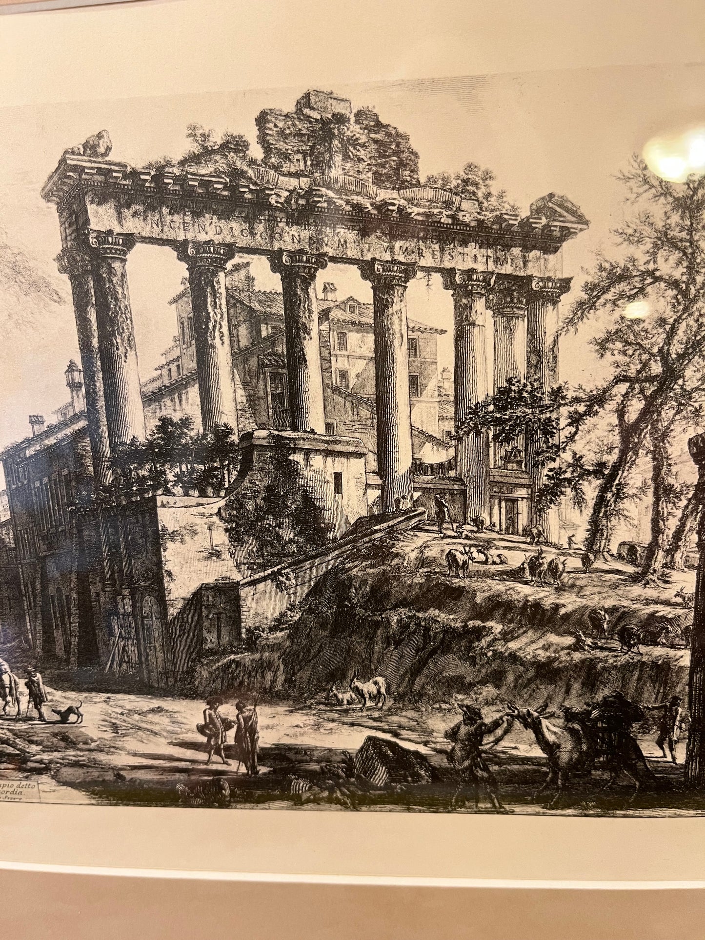 Temple of Concordia print in gold frame
