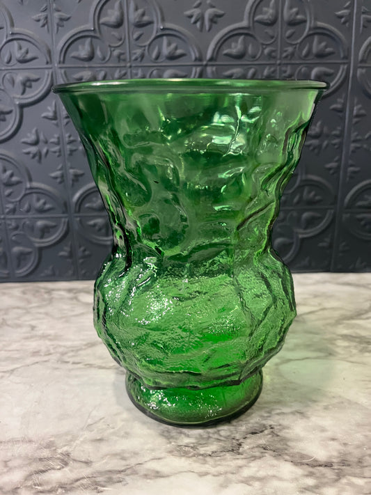 EO Brody Green Glass Crinkle Vase
