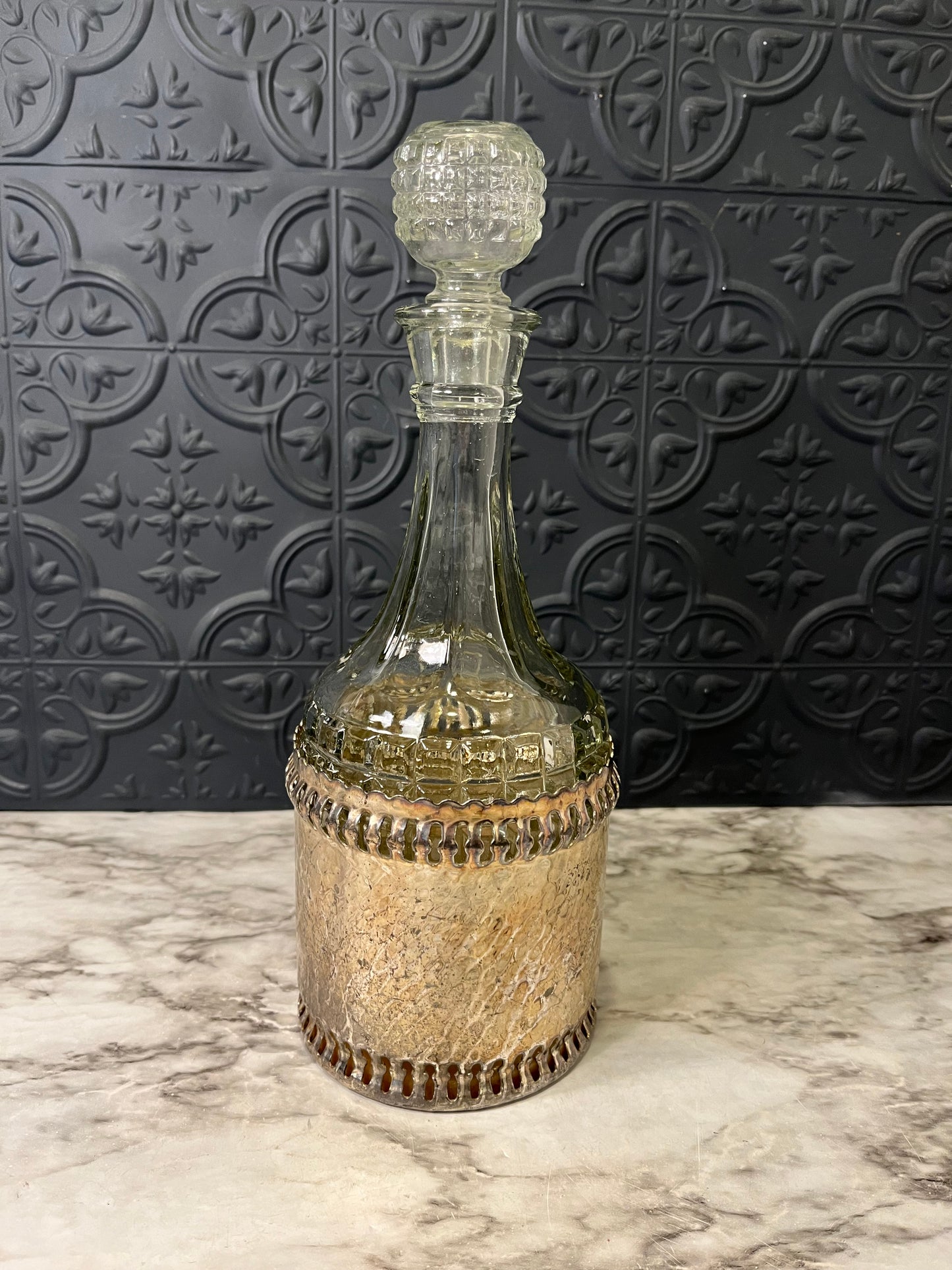Glass Decanter with Metal Sleeve