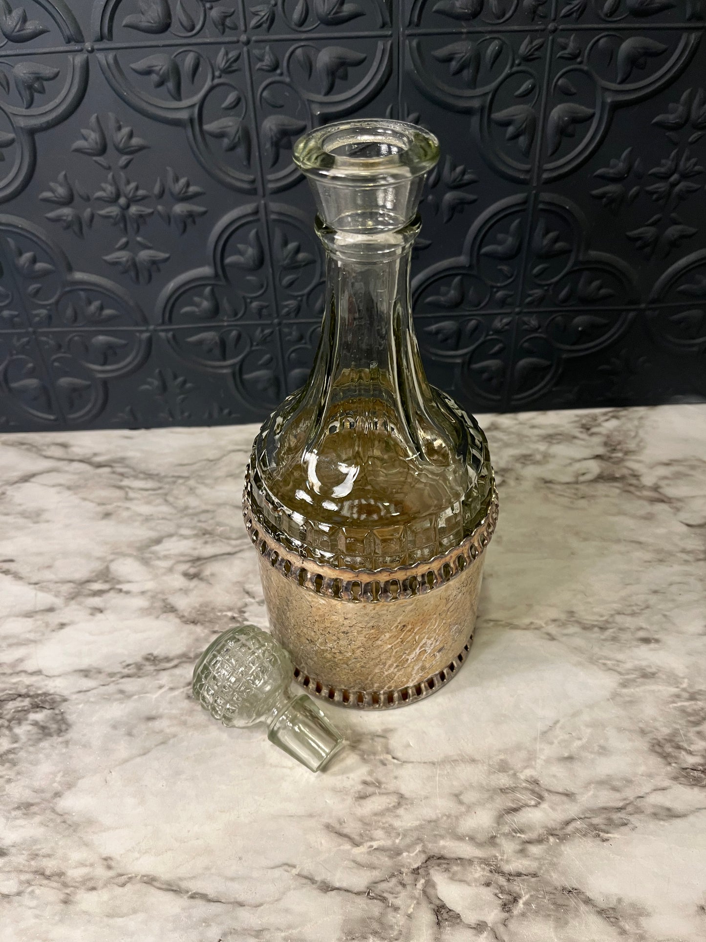Glass Decanter with Metal Sleeve